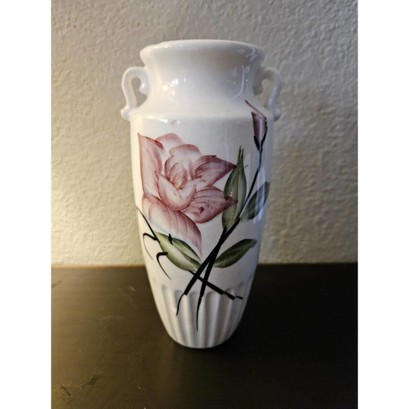 Hand-Painted Flower 3 Leaf Clover Stamp Vase Japan - Picture 1 of 8